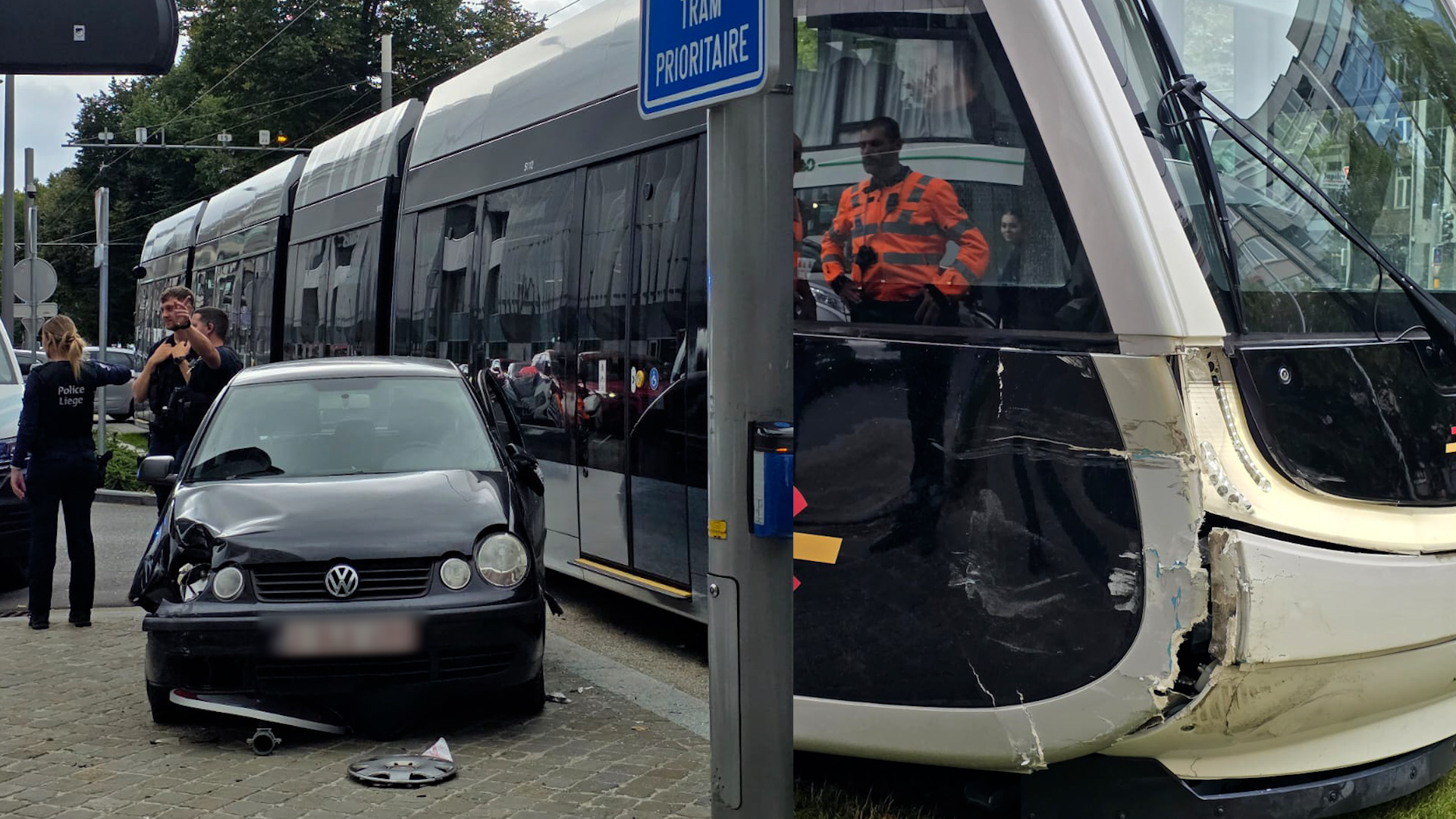 Liège : collision entre une voiture et un tram boulevard d’Avroy