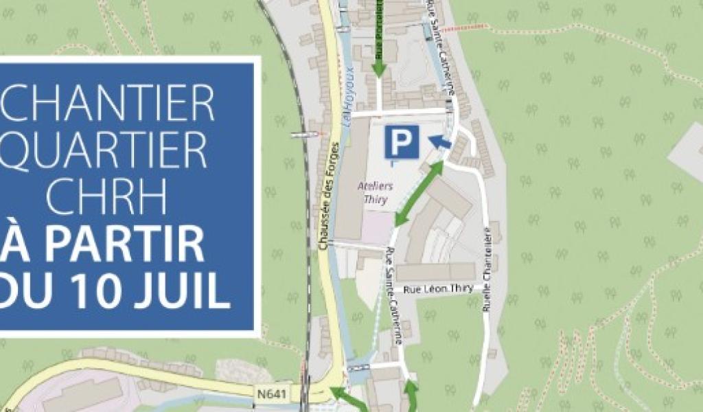 Chantier quartier CHRH : nouveau dispositif de circulation jusqu'au 1er septembre
