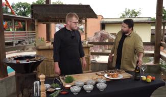 Couteaux et scampis grillés