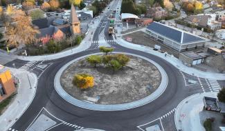 Ligne busway B2 : le rond-point du Sart Tilman est terminé