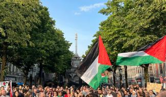 Des centaines de personnes rassemblées face au Perron en faveur de la Palestine