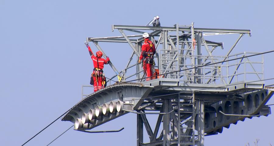 Exercice de sauvetage au téléphérique de Huy