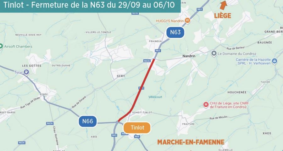 Une partie de la route du Condroz fermée pour une semaine à partir du 29/9