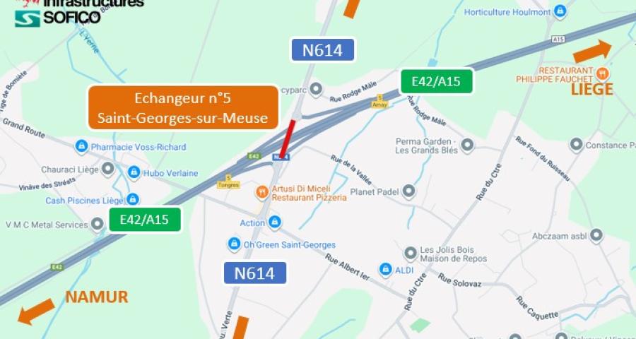 Pont de l'échangeur à Saint-Georges-sur-Meuse : reprise du chantier