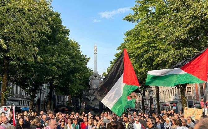 Des centaines de personnes rassemblées face au Perron en faveur de la Palestine